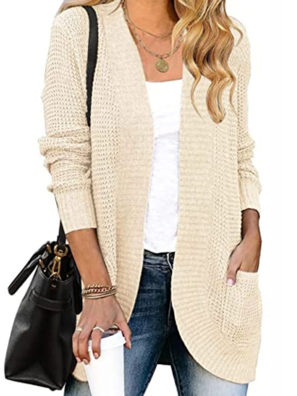 🆕 Women's Long Sleeve Oversized Sweater Chunky Knit Outwear Dressy Open Front
